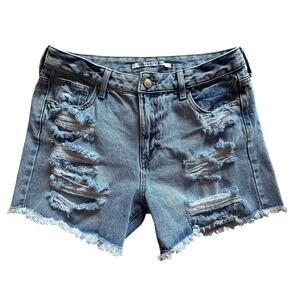 Celebrity Pink Women’s Y2K Distressed Denim Shorts Size 11/30 Grunge Festival